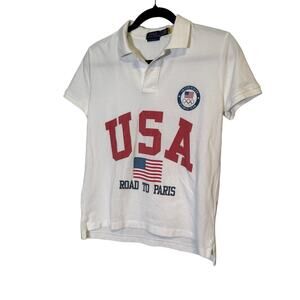 Polo Ralph Lauren Women's White Classic Fit USA Olympic Team Polo Shirts Small